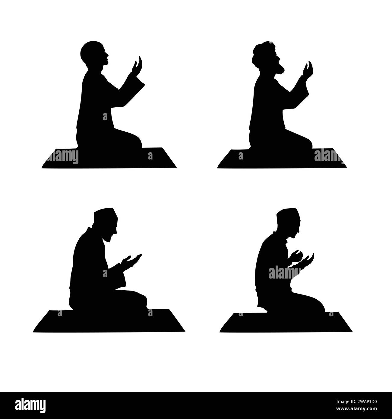 Silhouette di uomo musulmano che prega illustrazione vettoriale Illustrazione Vettoriale