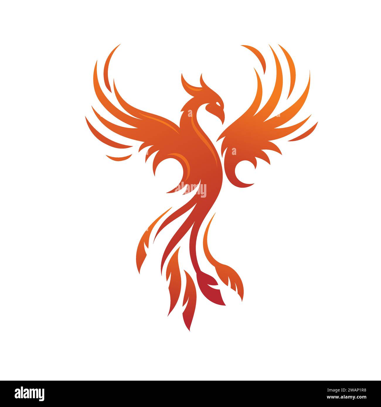 Logo Phoenix con illustrazione vettoriale di uccelli mitologici Illustrazione Vettoriale