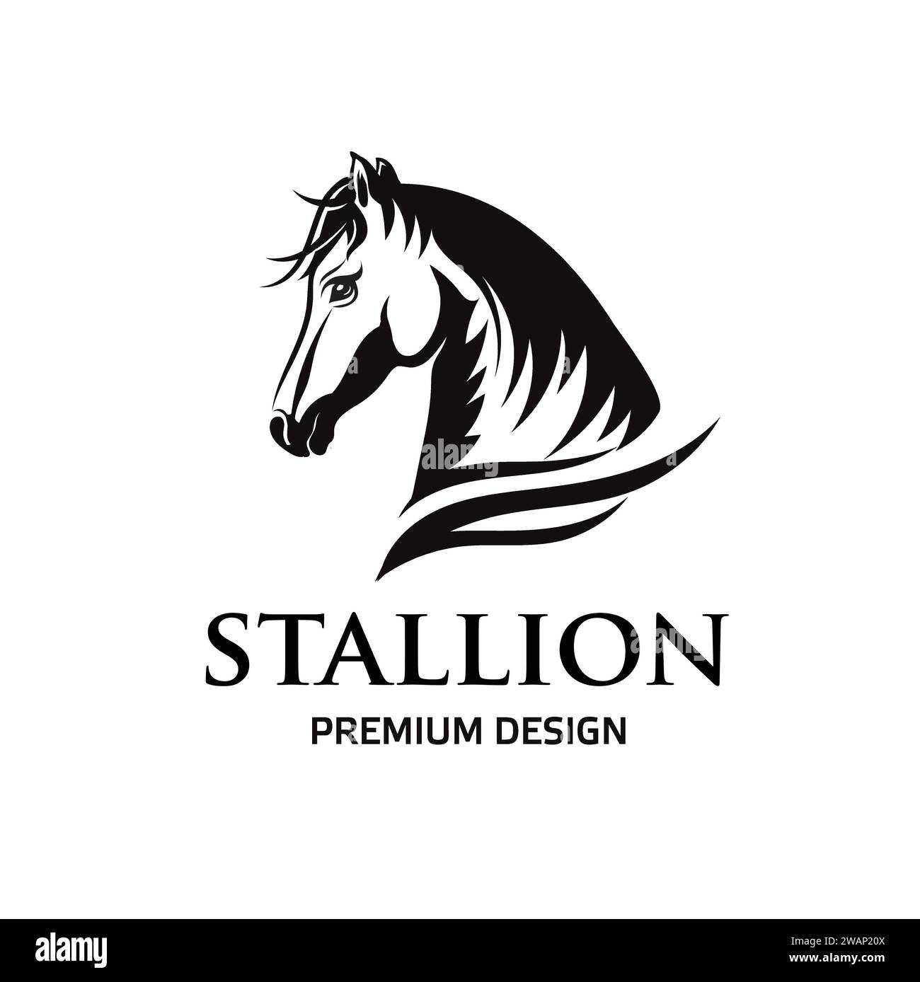 Simbolo semplice testa di cavallo sport logo vettore, illustrazione equestre sport vettoriale Illustrazione Vettoriale