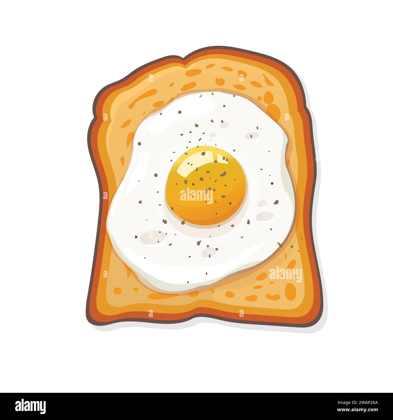 Sandwich uova fritte con pepe vettoriale , fast food. Pranzo, cena, colazione. Prodotto naturale. Omelette cotte. Illustrazione Vettoriale