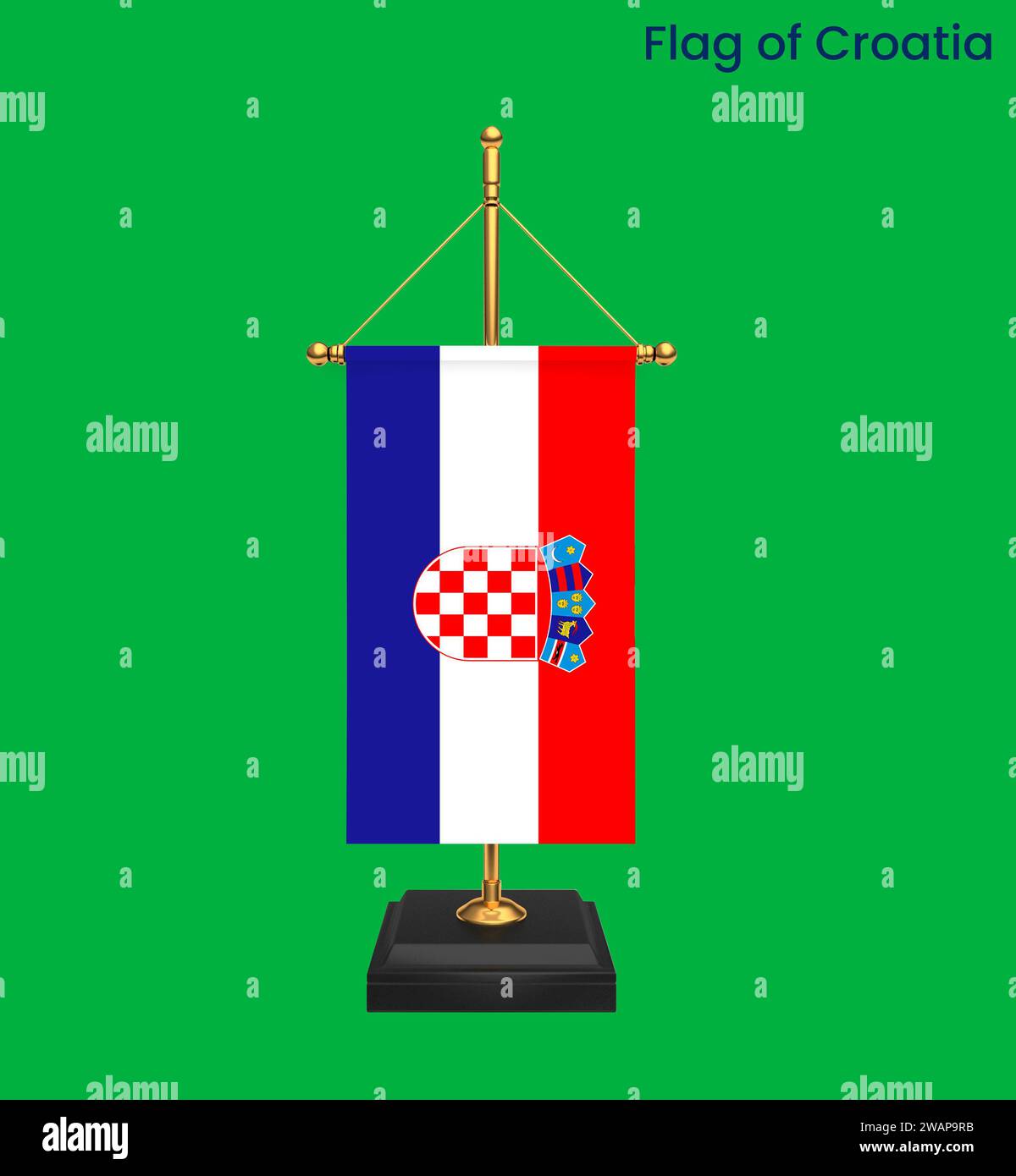 Alta bandiera dettagliata della Croazia. Bandiera nazionale della Croazia. Europa. Illustrazione 3D. Foto Stock