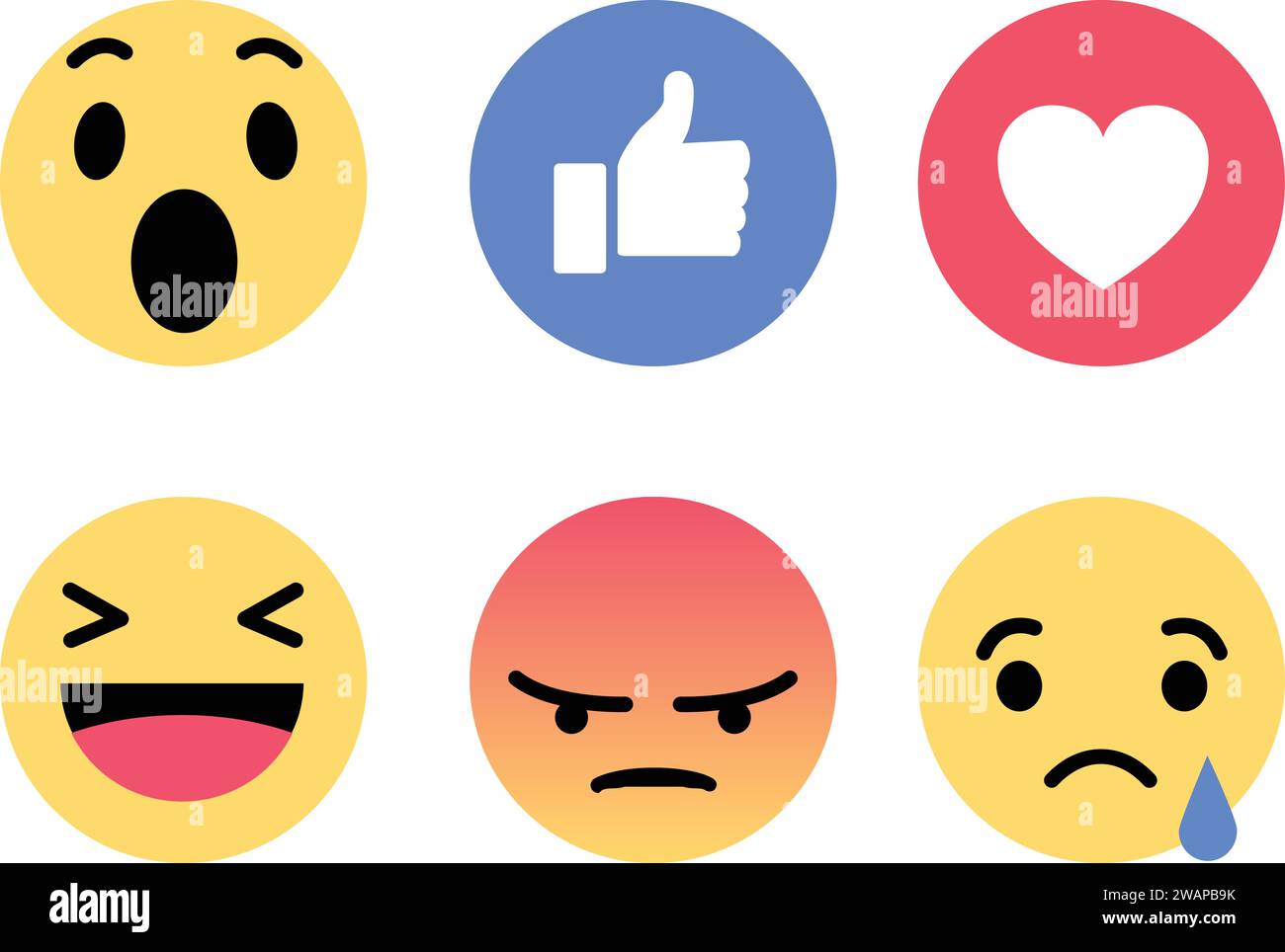 Emoticon commenta social media Facebook reazioni di commenti chat | grande set di icone emoticon sorriso Illustrazione Vettoriale