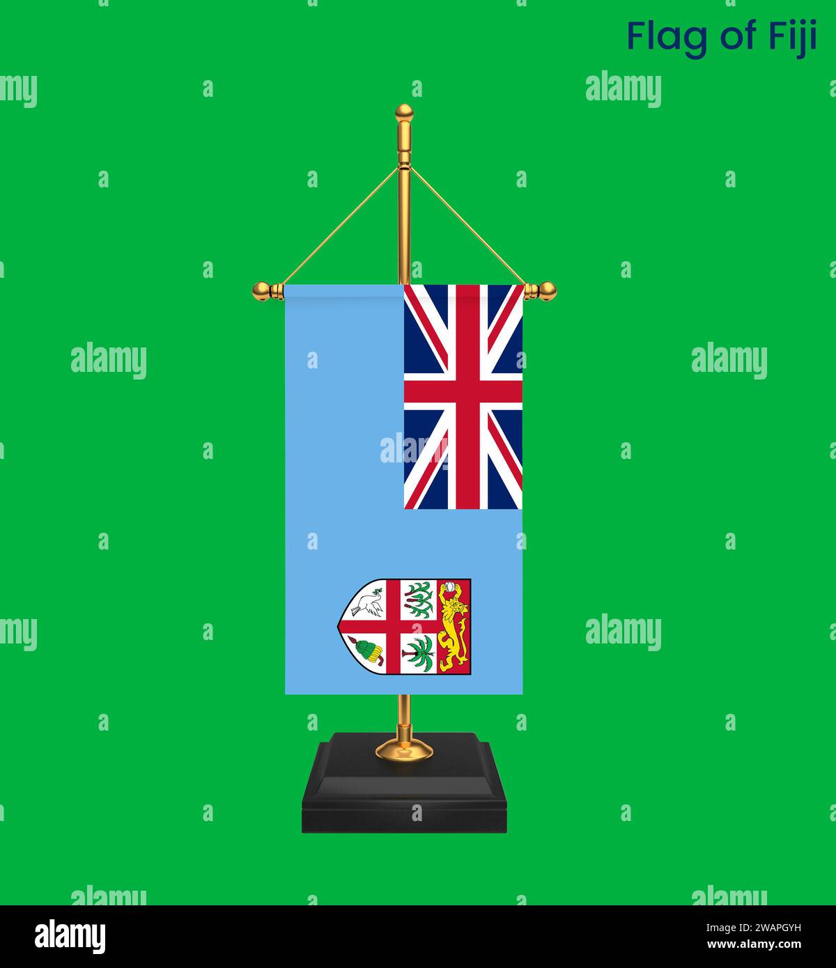 Alta bandiera dettagliata delle Figi. Bandiera nazionale delle Figi. Oceania. Illustrazione 3D. Foto Stock