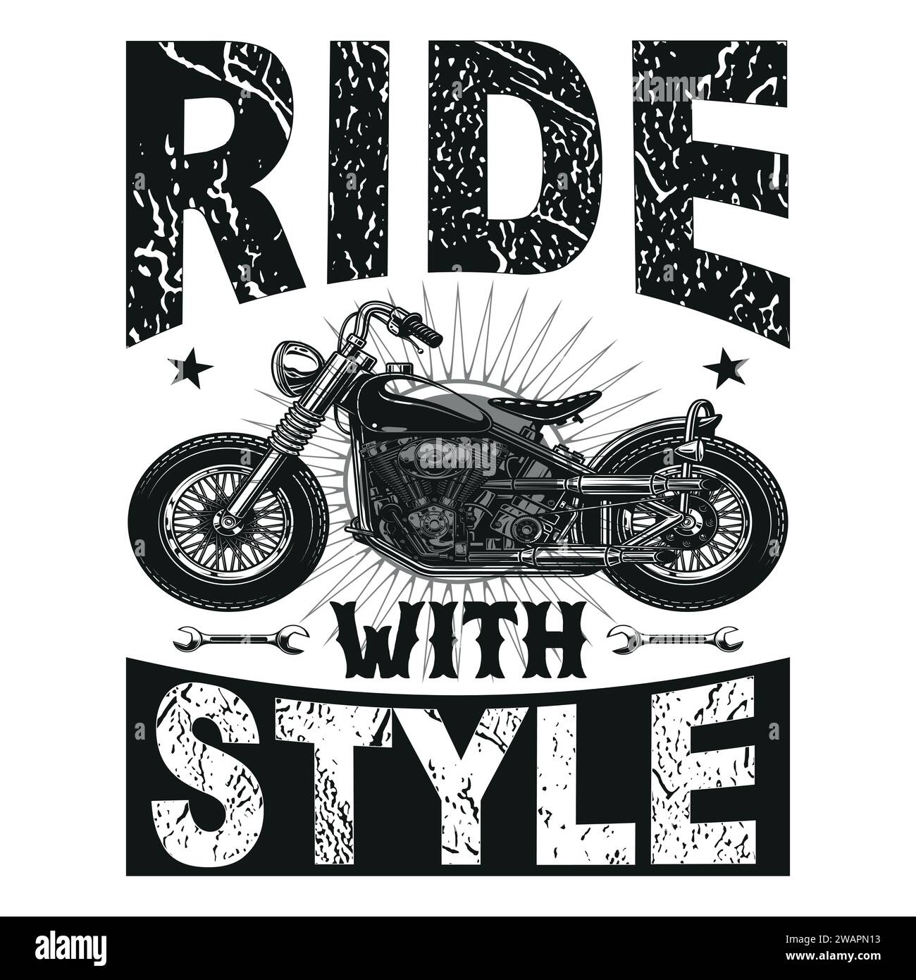 T-Shirt Design per moto Illustrazione Vettoriale