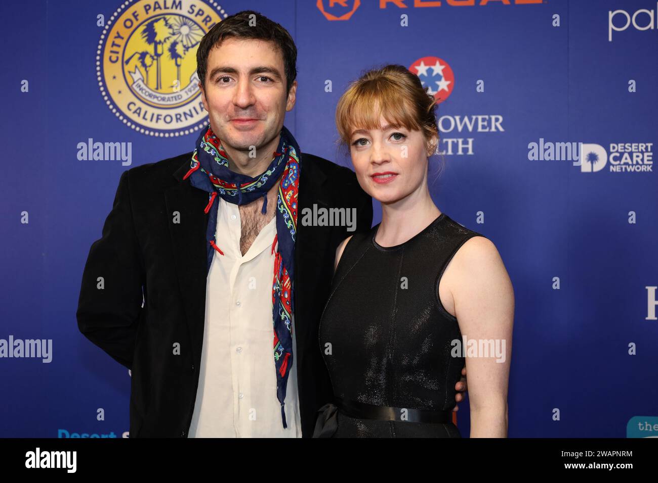 Palm Springs, California, Stati Uniti 5 gennaio 2024. L'attrice Leonie Benesch di ''The Teacher's Lounge'' posa insieme sul tappeto rosso per la serata di apertura del Palm Springs International Film Festival presso il Richards Center for the Arts presso la Palm Springs High School di Palm Springs, CALIFORNIA, venerdì 5 gennaio 2024. (Immagine di credito: © Amy Katz/ZUMA Press Wire) SOLO USO EDITORIALE! Non per USO commerciale! Foto Stock