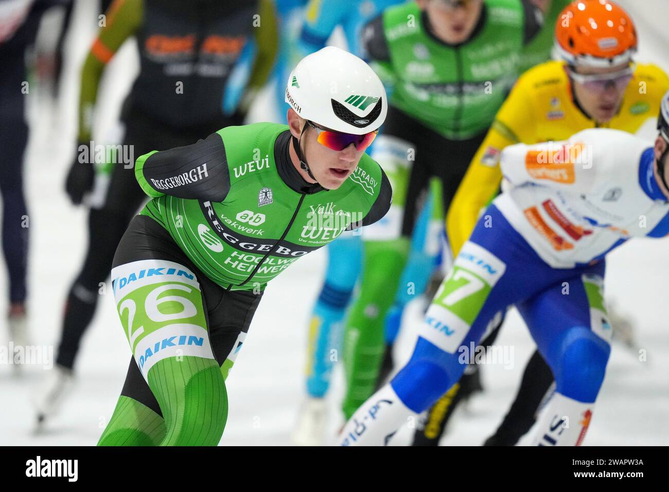 Leeuwarden, Paesi Bassi. 1 gennaio 2024. LEEUWARDEN, PAESI BASSI - 1° GENNAIO: Bart Hoolwerf durante la NK Marathon a Elfstedenhal il 1° gennaio 2024 a Leeuwarden, Paesi Bassi. (Foto di Douwe Bijlsma/Orange Pictures) credito: dpa/Alamy Live News Foto Stock