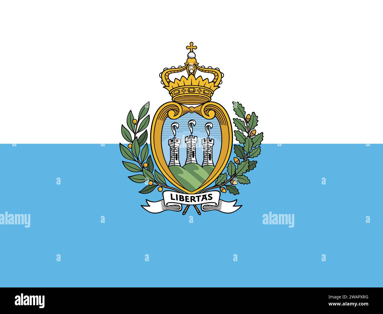 Alta bandiera dettagliata di San Marino. Bandiera nazionale di San Marino. Europa. Illustrazione 3D. Illustrazione Vettoriale