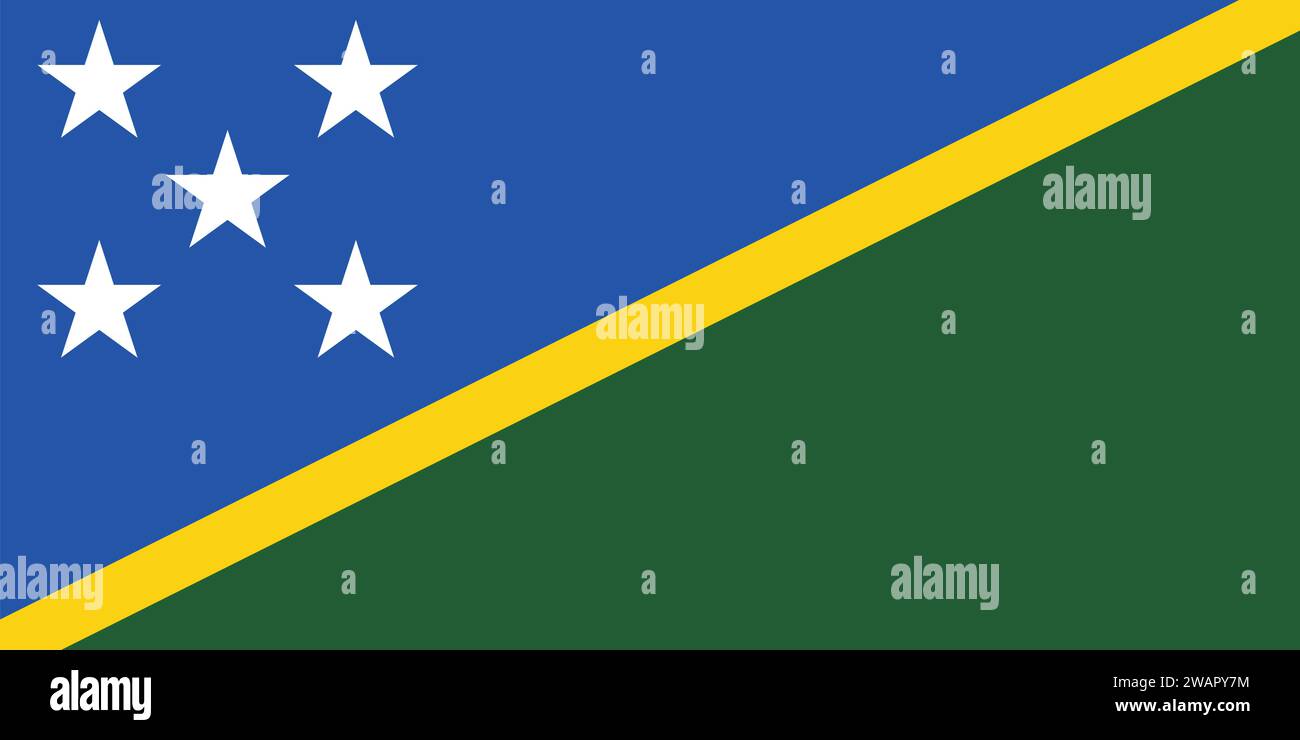 Alta bandiera dettagliata delle Isole Salomone. Bandiera delle Isole Salomone. Oceania. Illustrazione 3D. Illustrazione Vettoriale
