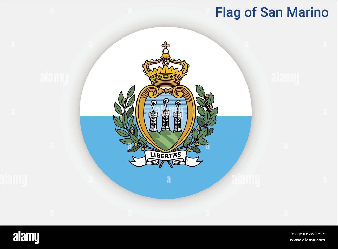 Alta bandiera dettagliata di San Marino. Bandiera nazionale di San Marino. Europa. Illustrazione 3D. Illustrazione Vettoriale