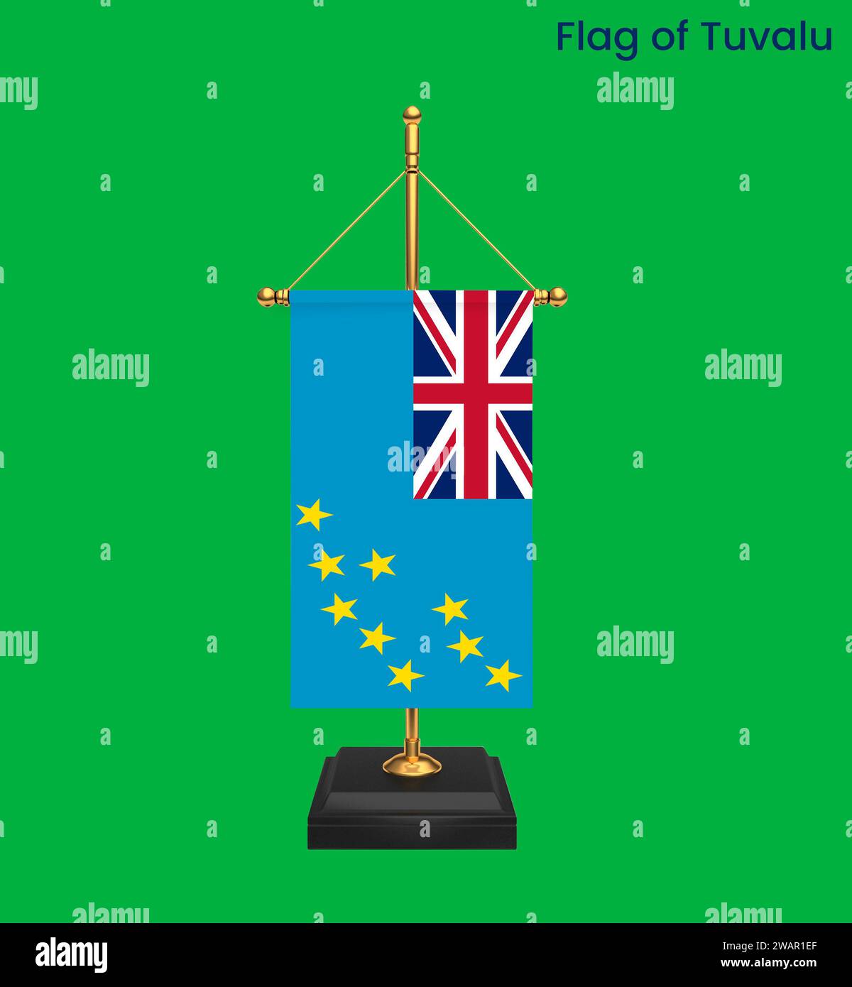 Alta bandiera dettagliata di Tuvalu. Bandiera nazionale dei Tuvalu. Oceania. Illustrazione 3D. Foto Stock