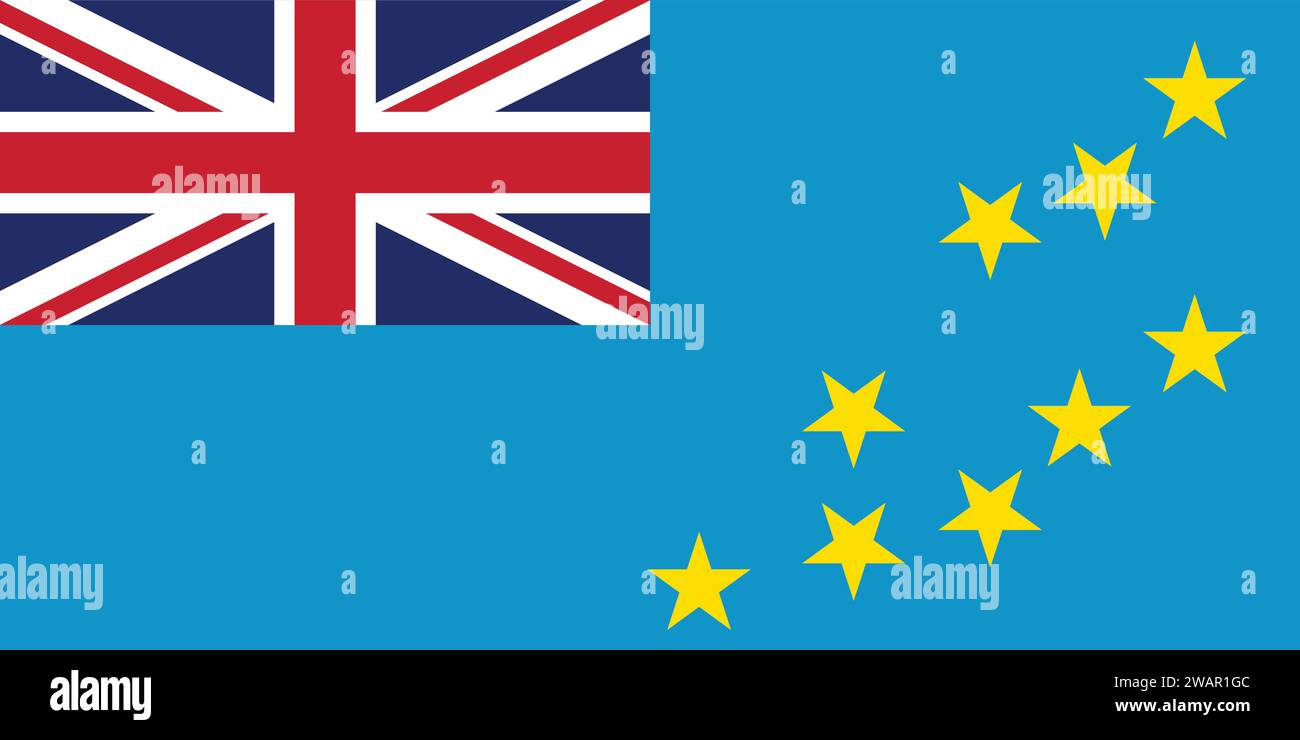 Alta bandiera dettagliata di Tuvalu. Bandiera nazionale dei Tuvalu. Oceania. Illustrazione 3D. Illustrazione Vettoriale