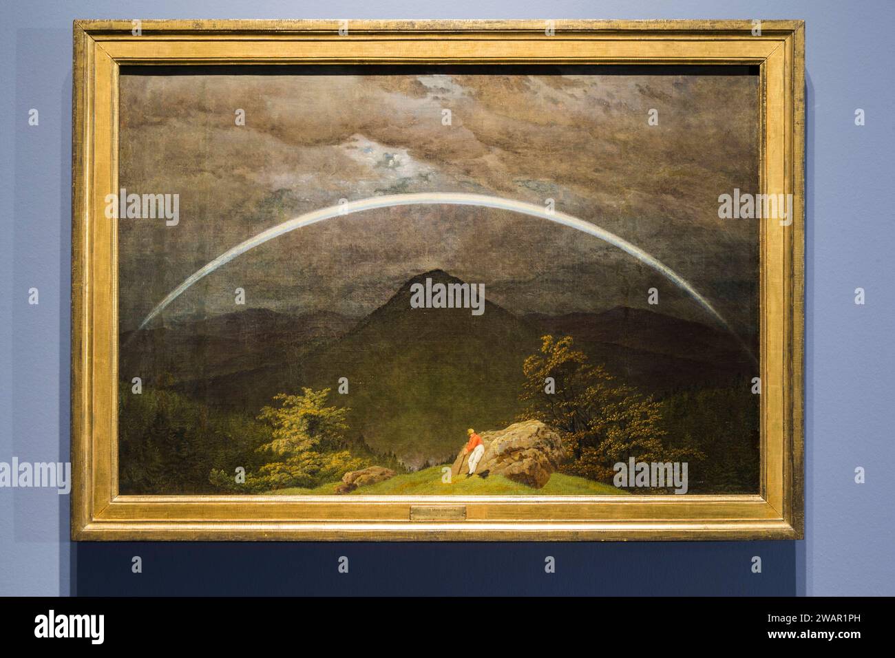 Dahl und Friedrich. Romantische Landschaften Dahl und Friedrich. Romantische Landschaften Eine Ausstellung der Galerie Neue Meister und des Kupferstich-Kabinetts der Staatlichen Kunstsammlungen Dresden, Caspar David Friedrich, Gebirgslandschaft mit Regenbogen 1810 Dresda Sachsen Deutschland *** paesaggi romantici Dahl e Friedrich paesaggi romantici Dahl e Friedrich una mostra della Galerie Neue Meister e del Kupferstich Kabinett dello Staatliche Kunstsammlungen Dresda, Caspar David Friedrich, paesaggio montano con arcobaleno 1810 Dresda Sassonia Germania Foto Stock
