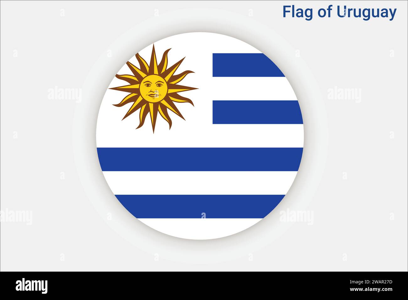 Alta bandiera dettagliata dell'Uruguay. Bandiera nazionale dell'Uruguay. Sud America. Illustrazione 3D. Illustrazione Vettoriale