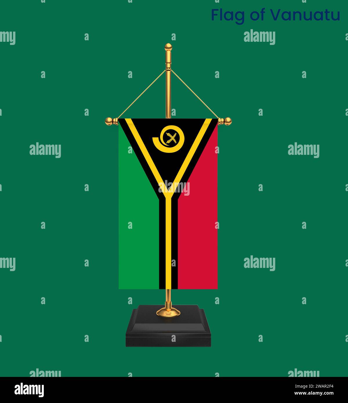 Alta bandiera dettagliata di Vanuatu. Bandiera nazionale Vanuatu. Oceania. Illustrazione 3D. Foto Stock