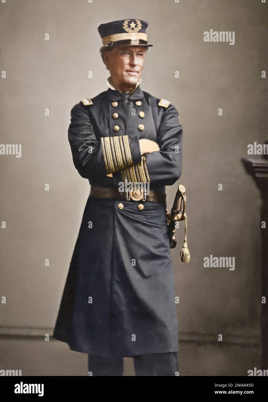 Ritratto del contrammiraglio David Farragut. Circa 1863. Di Mathew Brady. Foto Stock