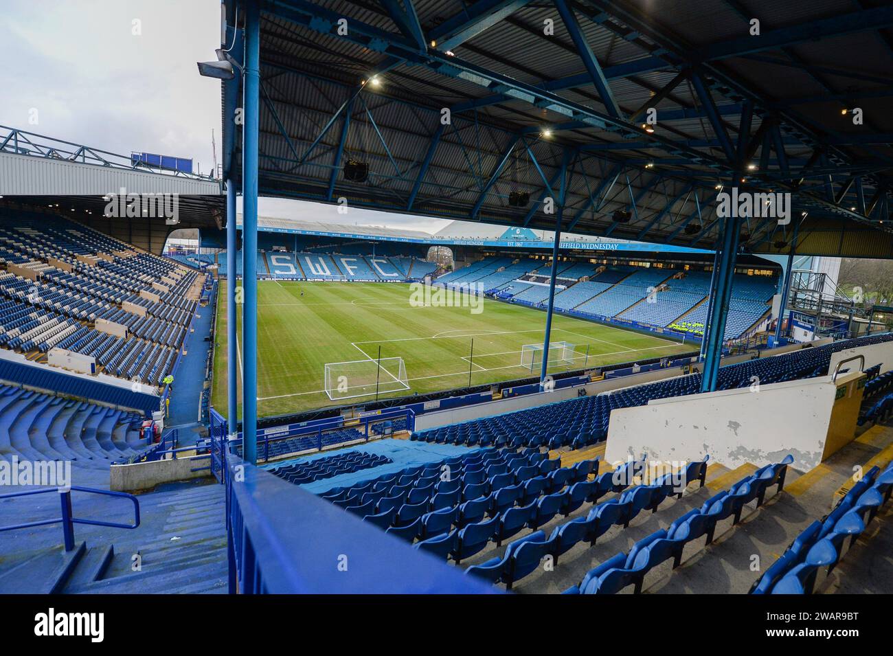 Vista generale del terreno davanti alla partita del terzo turno della Emirates fa Cup Sheffield Wednesday vs Cardiff City a Hillsborough, Sheffield, Regno Unito, 6 gennaio 2024 (foto di Craig Cresswell/News Images) Foto Stock