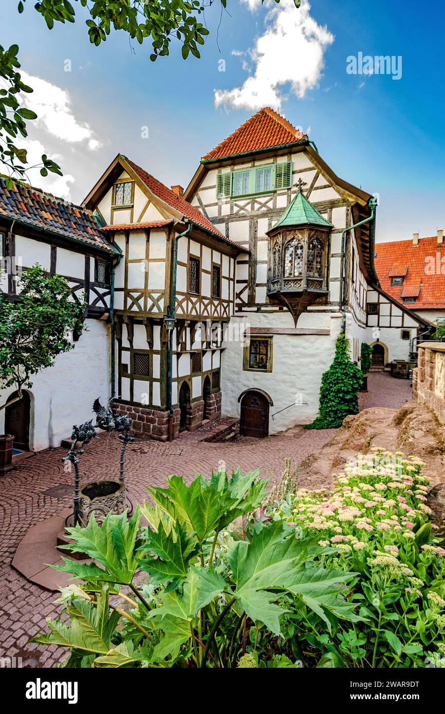Bailiwick con Margarethengang nel primo cortile del castello di Wartburg a Eisenach, Turingia, Germania Foto Stock