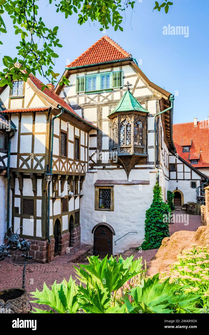 Bailiwick con Margarethengang nel primo cortile del castello di Wartburg a Eisenach, Turingia, Germania Foto Stock