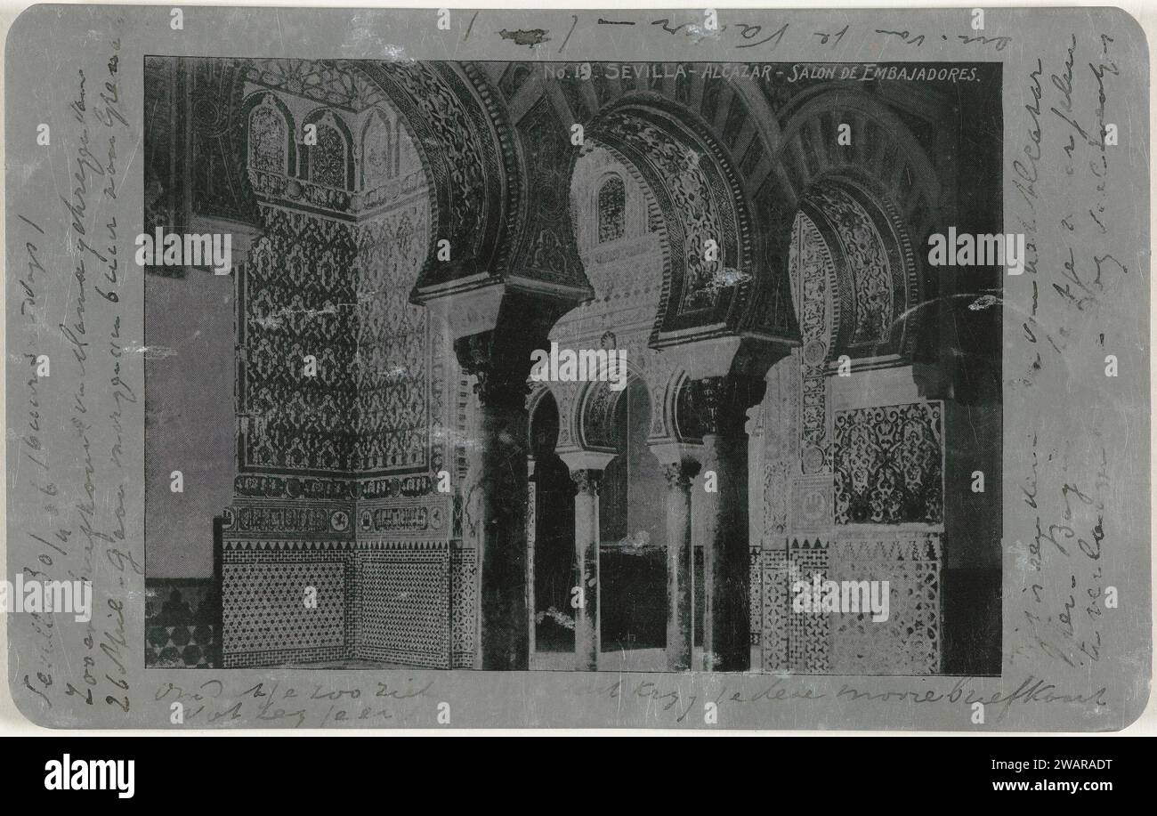 Siviglia - Alcazar - Salone degli Ambasciatori, c. 1890 - 1906 stampa fotomeccanica palazzo di alluminio (metallo) Siviglia - AA - architettura civica: All'interno di Reales Alcázares Foto Stock