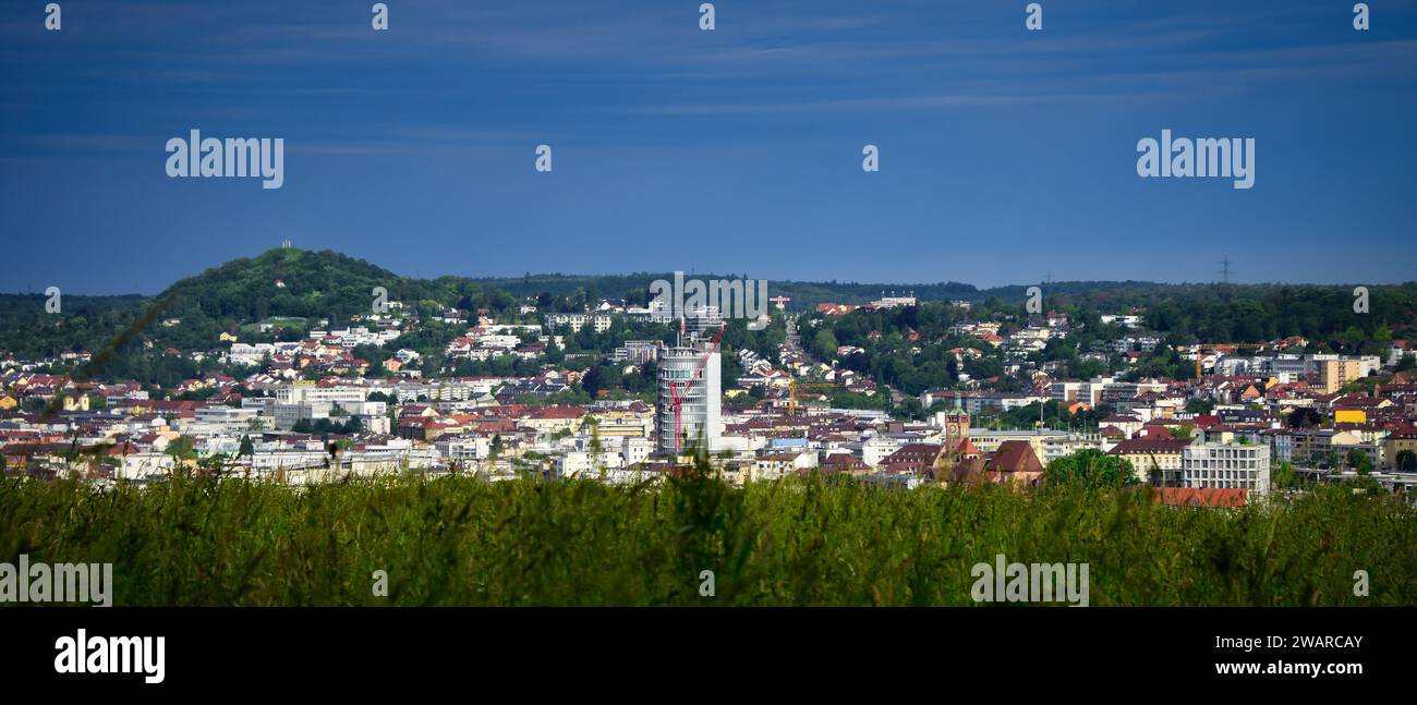 Una vista aerea mozzafiato della città di Pforzheim a Baden-Wuerttemberg, Germania. Foto Stock