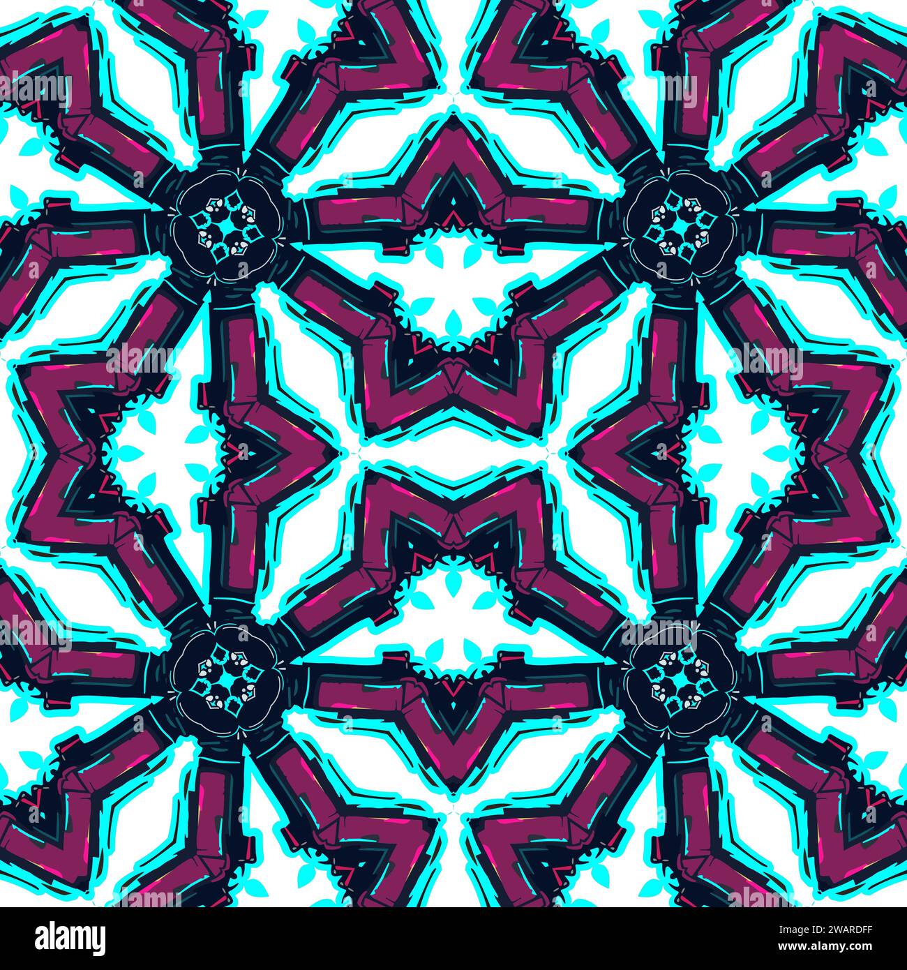 mandala, seamless, design, digitale, illustrazione, decorazione, ornamento, ornamentale, arte, simmetrica, simbolo, sfondo, elemento, decorazione Foto Stock