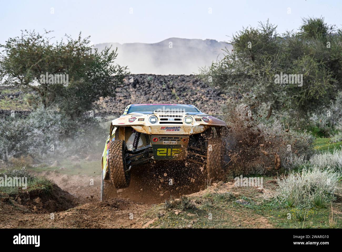 Al-Ula e al Henakiyah, Arabia Saudita. 6 gennaio 2024. 218 HAN Wei (chn), ma li (chn), Hanwei Motorsport Team, HW2024 foderato rosso, FIA Ultimate, azione durante la fase 1 della Dakar 2024 del 6 gennaio 2024 tra al-Ula e al Henakiyah, Arabia Saudita - foto Eric Vargiolu / DPPI Foto Stock