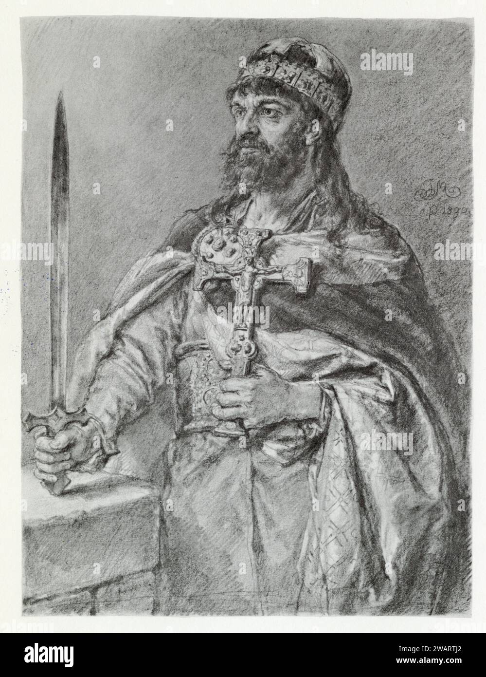 Mieszko i (ur. 922–945, zm. 25 maja 992) - władca Polski z dynastii Piastów sprawujący władzę od ok. 960 roku. Ojciec Bolesława i Chrobrego, Świętosła Foto Stock