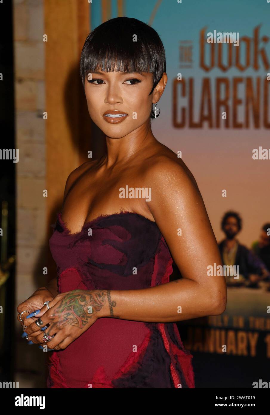 LOS ANGELES, CALIFORNIA - GENNAIO 05: Karrueche Tran partecipa alla Los Angeles Premiere di Sony Pictures "The Book of Clarence" all'Academy Museum of Mo Foto Stock