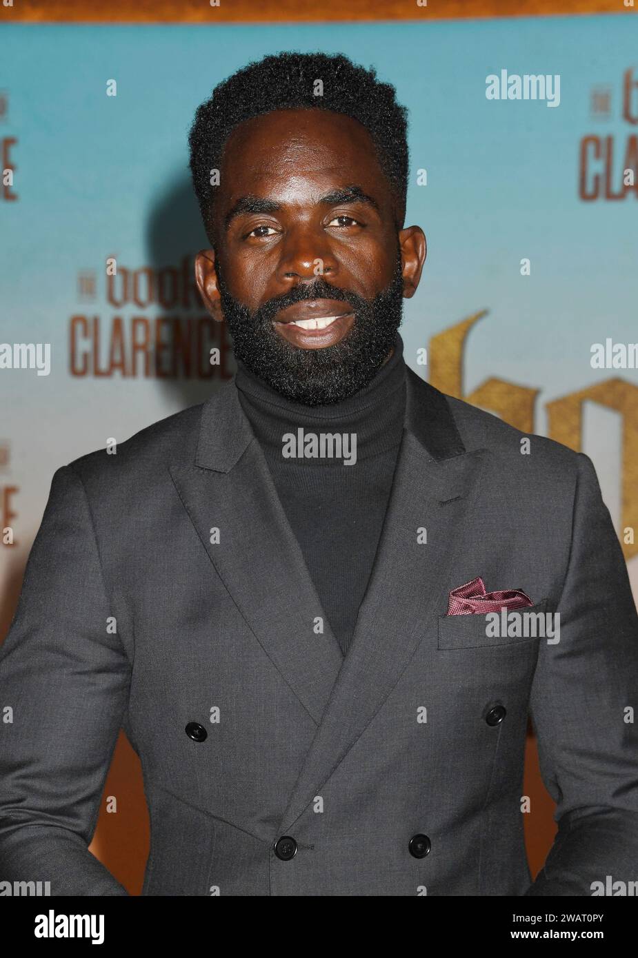 LOS ANGELES, CALIFORNIA - 05 GENNAIO: Jimmy Akingbola partecipa alla Los Angeles Premiere di Sony Pictures "The Book of Clarence" all'Academy Museum of M. Foto Stock