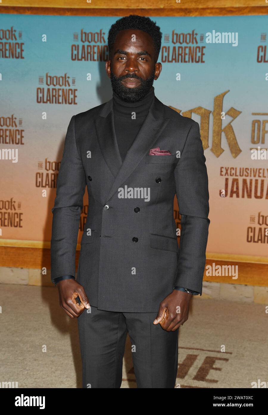 LOS ANGELES, CALIFORNIA - 05 GENNAIO: Jimmy Akingbola partecipa alla Los Angeles Premiere di Sony Pictures "The Book of Clarence" all'Academy Museum of M. Foto Stock