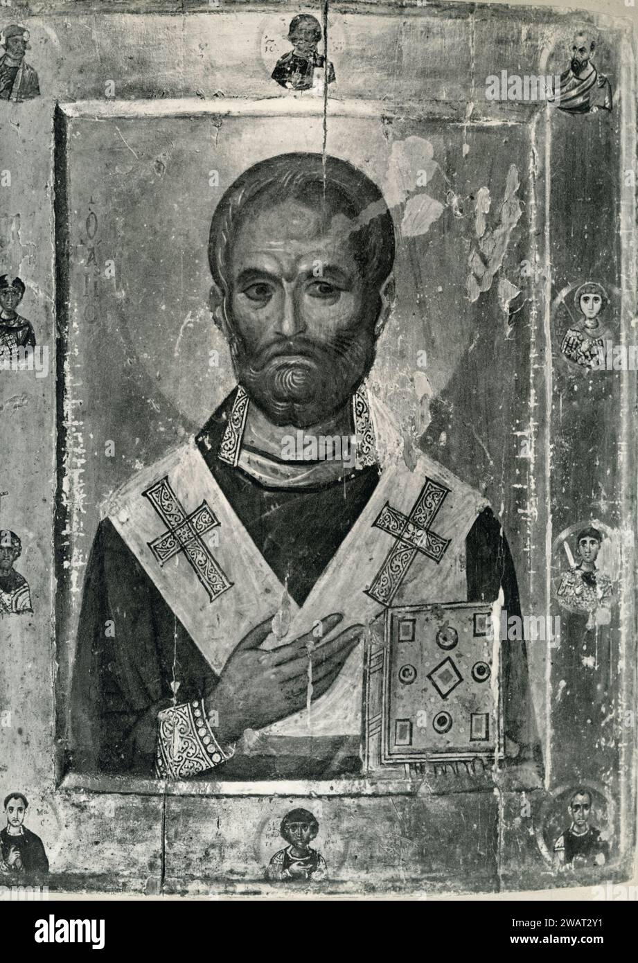 Ritratto di San Nicola, pittura, Monastero di Santa Caterina, Sinai, Egitto anni '1960 Foto Stock