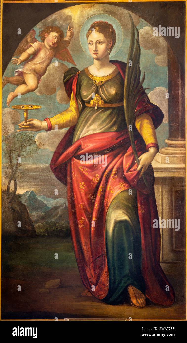 TREVISO, ITALIA - 8 NOVEMBRE 2023: Il dipinto di San Lucia nella chiesa di San Vito e Santa Lucia di artista sconosciuto. Foto Stock