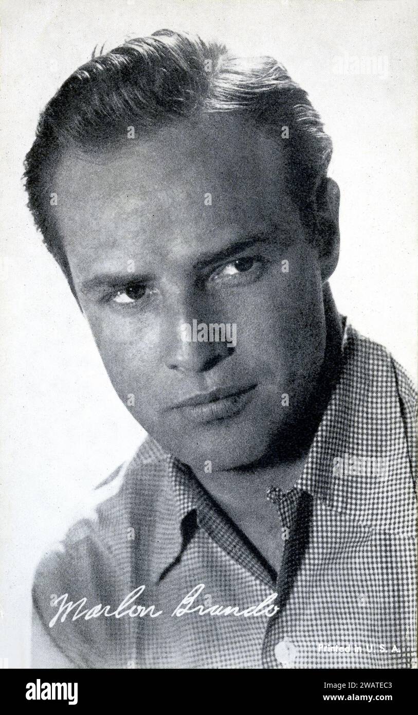 Un giovane Marlon Brando raffigurato su una carta collezionabile intorno agli anni '1950 Foto Stock