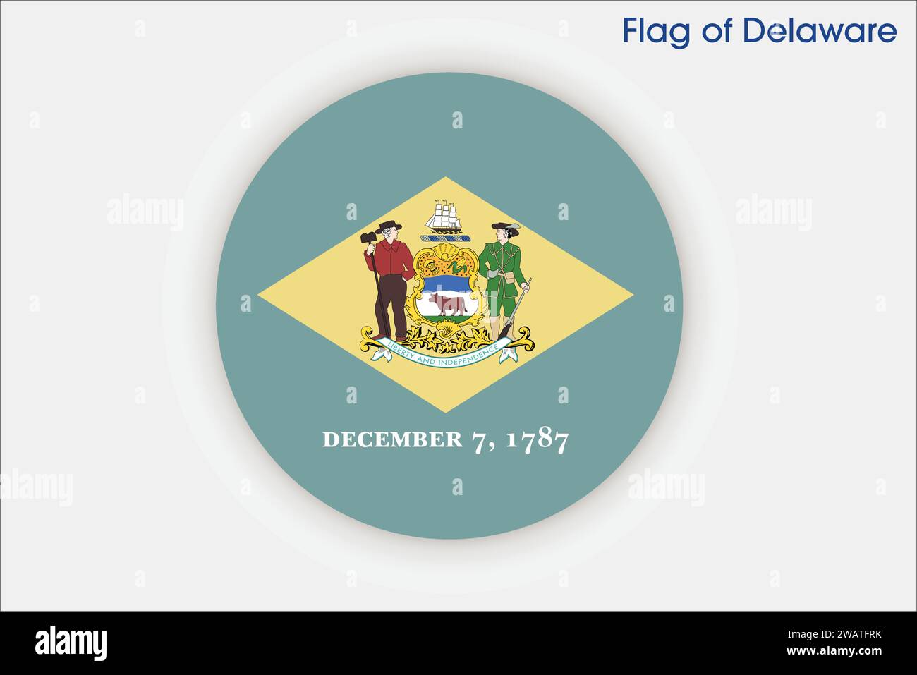 Alta bandiera dettagliata del Delaware. Bandiera dello Stato del Delaware, bandiera del National Delaware. Bandiera dello stato del Delaware. USA. America. Illustrazione Vettoriale