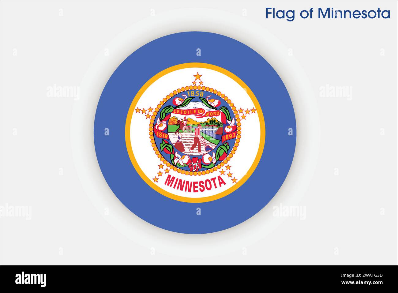 Alta bandiera dettagliata del Minnesota. Bandiera dello stato del Minnesota, bandiera nazionale del Minnesota. Bandiera dello stato Minnesota. USA. America. Illustrazione Vettoriale