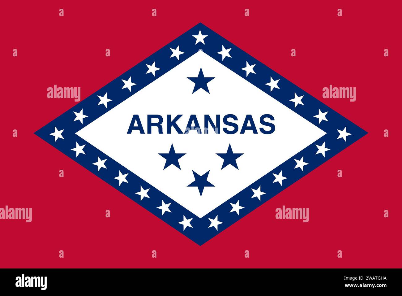 Alta bandiera dettagliata dell'Arkansas. Bandiera dello stato dell'Arkansas, bandiera nazionale dell'Arkansas. Bandiera dello stato dell'Arkansas. USA. America. Foto Stock