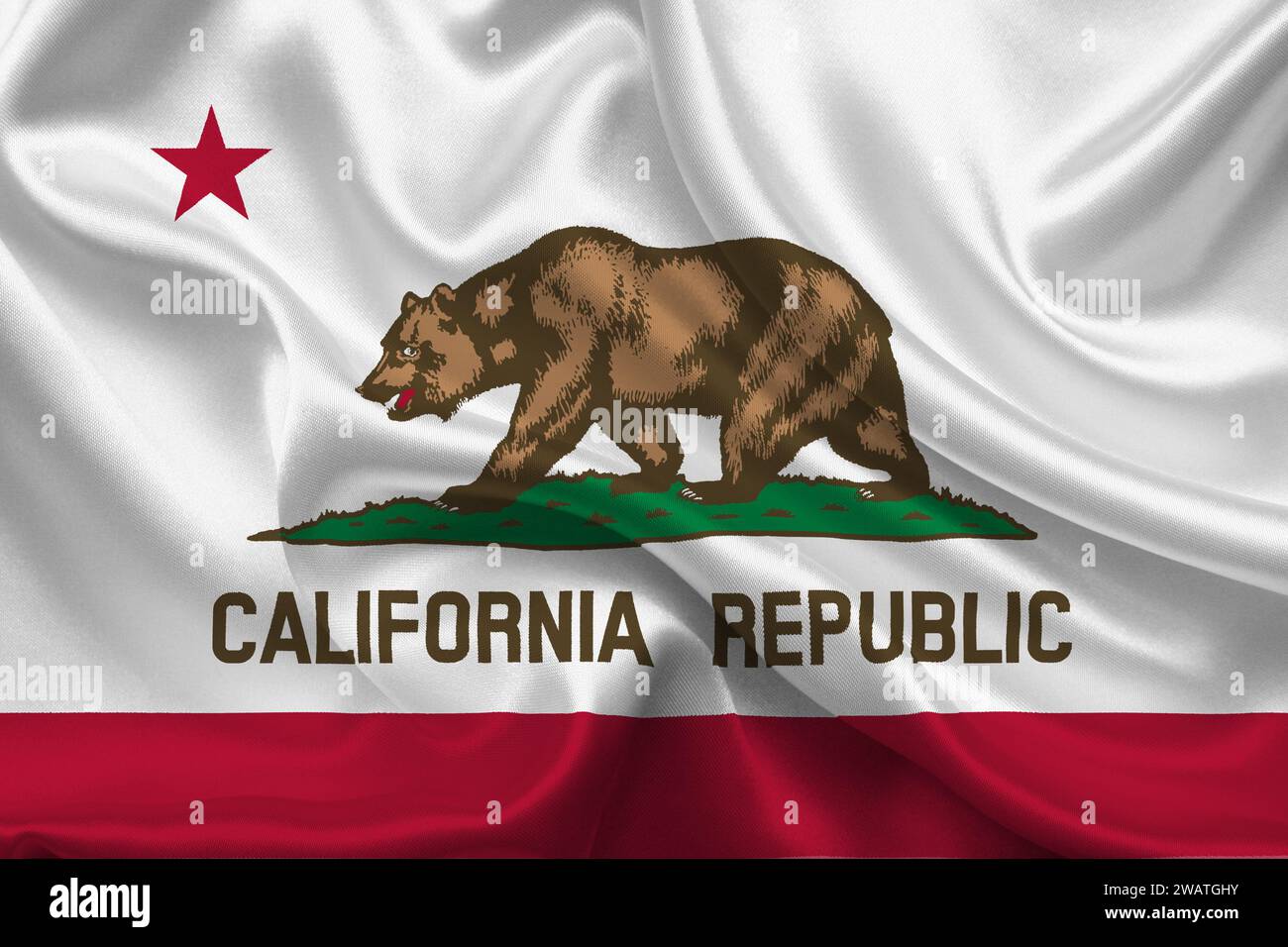 Alta bandiera della California. Bandiera dello stato della California, bandiera della National California. Bandiera dello stato della California. USA. America. Foto Stock