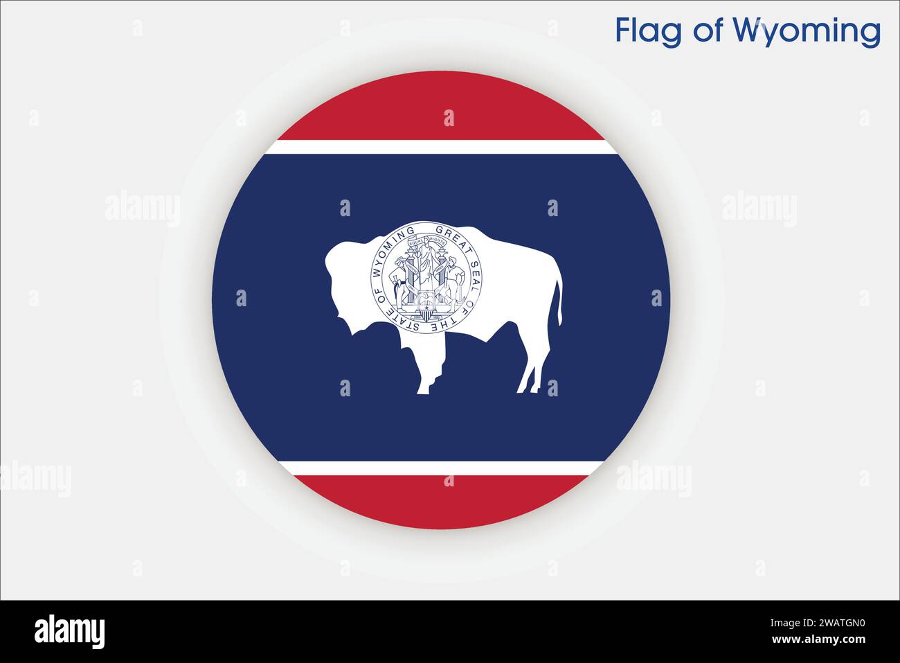 Bandiera molto dettagliata del Wyoming. Bandiera dello stato del Wyoming, bandiera nazionale del Wyoming. Bandiera dello stato del Wyoming. USA. America. Illustrazione Vettoriale