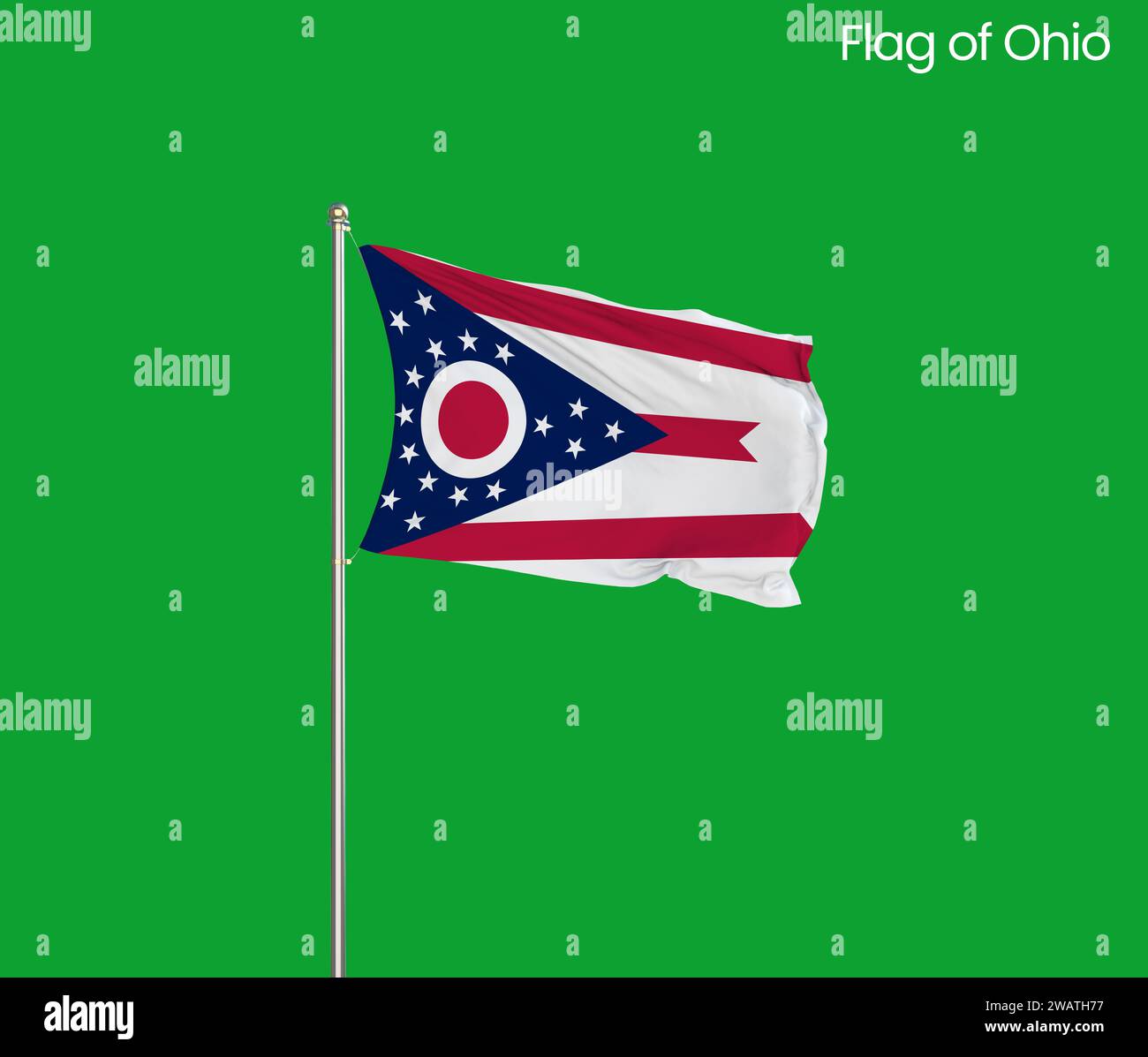 Alta bandiera dettagliata dell'Ohio. Bandiera dello stato dell'Ohio, bandiera nazionale dell'Ohio. Bandiera dello stato dell'Ohio. USA. America. Foto Stock