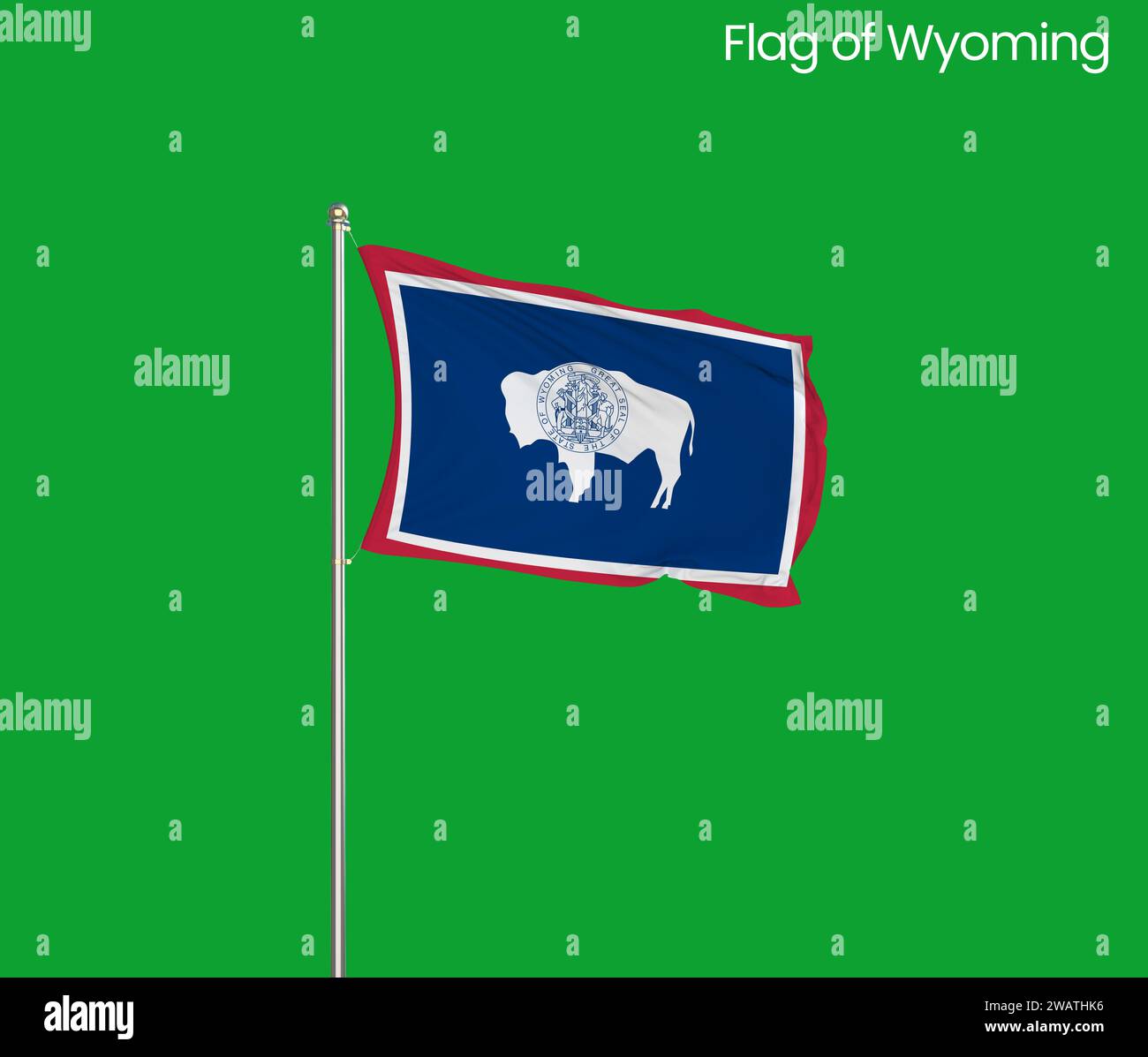 Bandiera molto dettagliata del Wyoming. Bandiera dello stato del Wyoming, bandiera nazionale del Wyoming. Bandiera dello stato del Wyoming. USA. America. Foto Stock