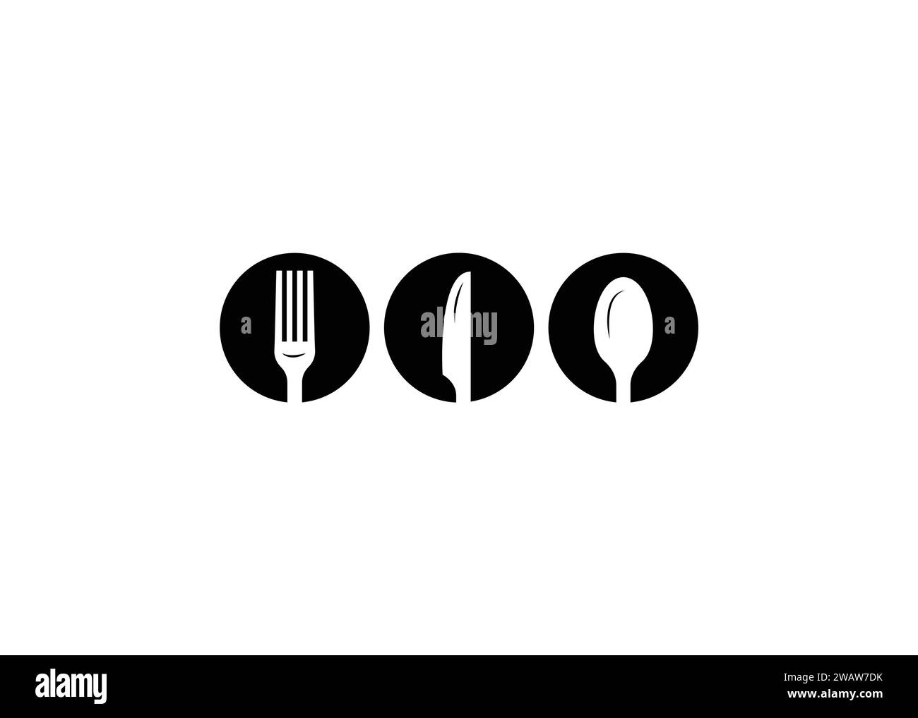 Modello minimale con logo vettoriale a cucchiaio, forchetta e coltello Illustrazione Vettoriale