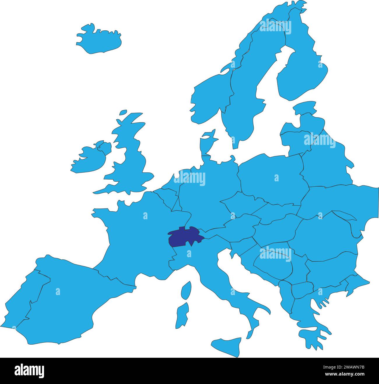 Mappa dell'ubicazione della CONFEDERAZIONE SVIZZERA, EUROPA Illustrazione Vettoriale