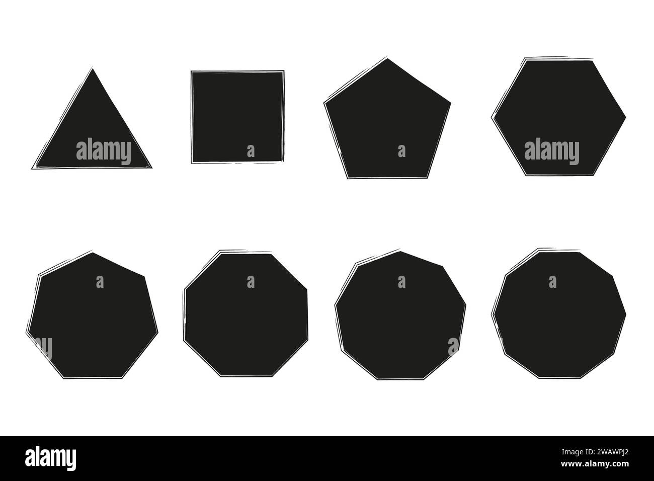 Poligoni di tratto zen Enso illustrazione vettoriale del simbolo giapponese del pennello. Illustrazione Vettoriale