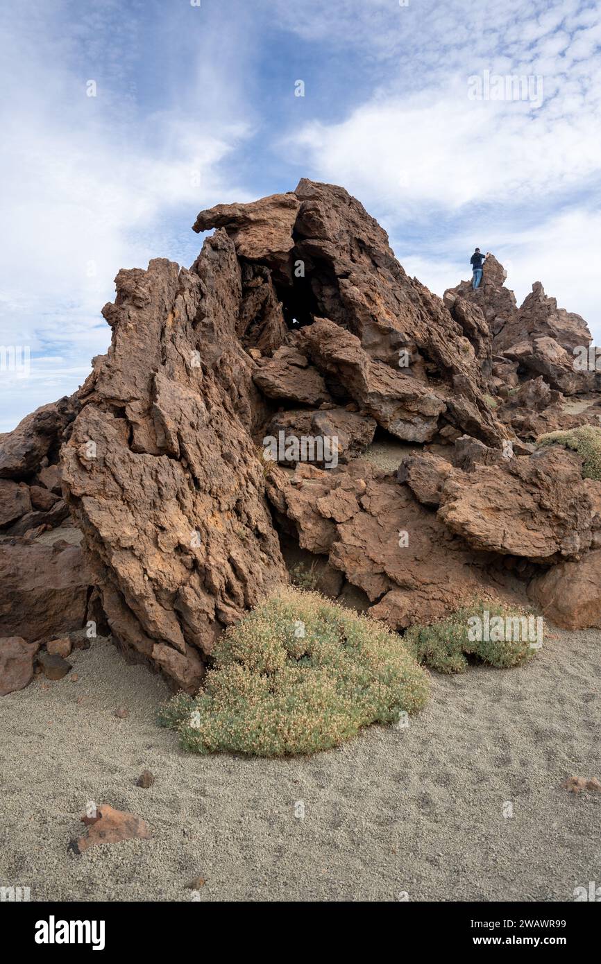 Minas de San Jose paesaggio desertico e formazioni rocciose nel Parco Nazionale del Teide Tenerife, Spagna Foto Stock