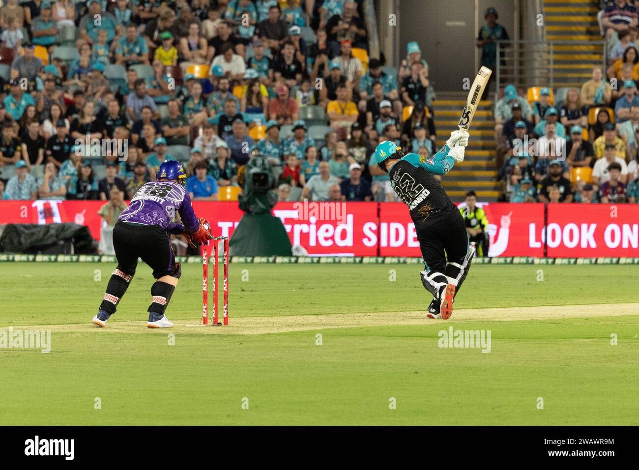 Brisbane, Australia. 7 gennaio 2024. Colin Munro viene catturato per 56 su 47 palline durante il match della Big Bash League tra Brisbane Heat e Hobart Hurricanes al Gabba. Credito: Matthew Starling / Alamy Live News Foto Stock