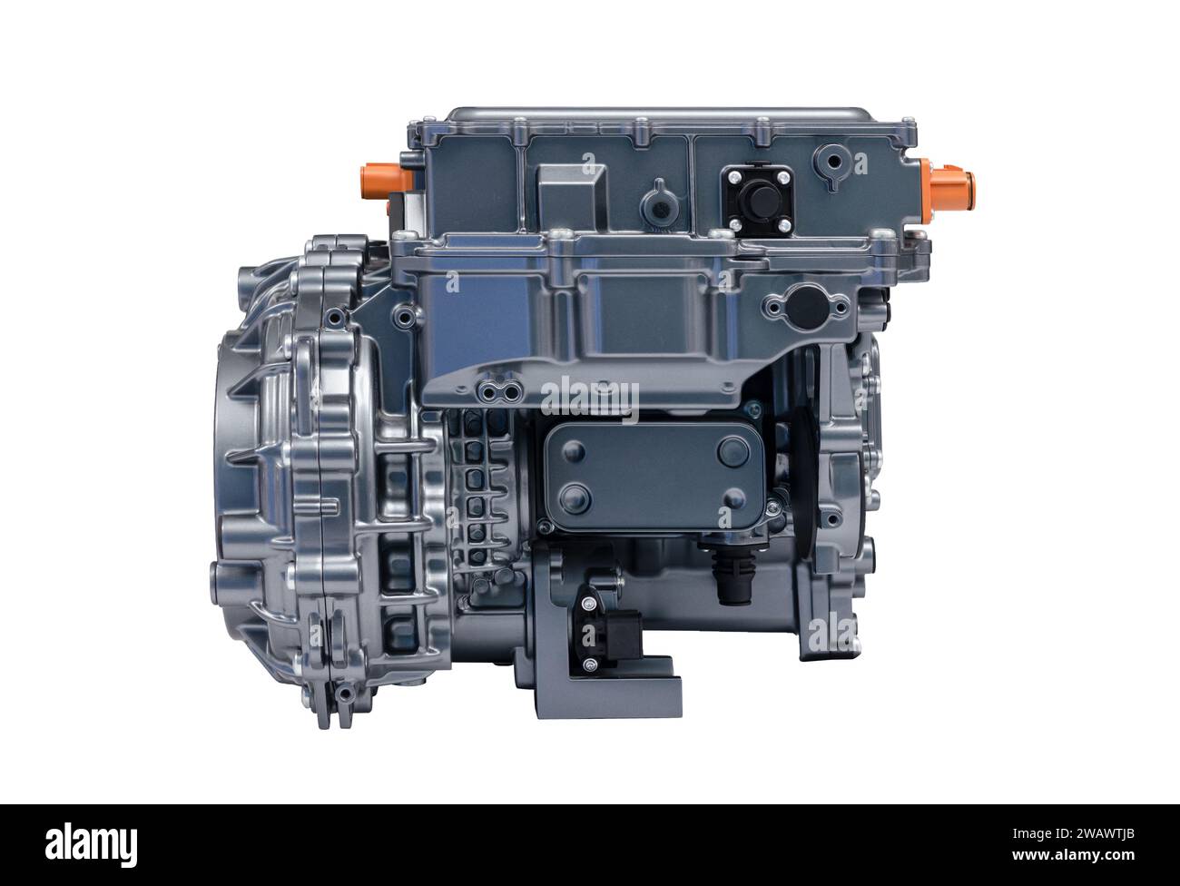 Blocco motore per auto EV parte della moderna tecnologia dei veicoli elettrici potenza ad alte prestazioni e isolamento del sistema a emissioni zero nel rispetto dell'ambiente Foto Stock