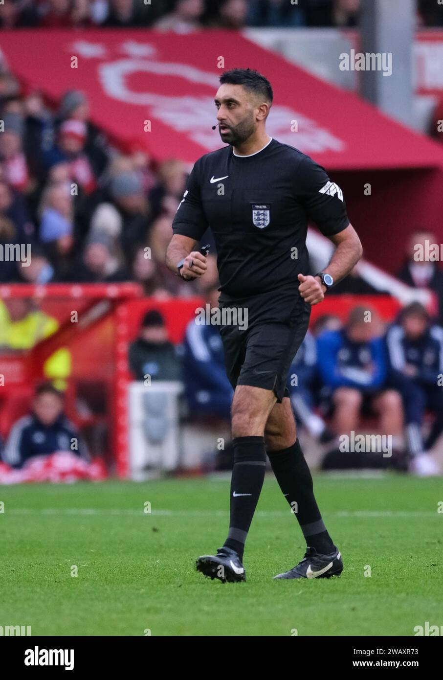 The City Ground, Nottingham, Regno Unito. 7 gennaio 2024. Fa Cup Third Round Football, Nottingham Forest contro Blackpool; arbitro Sunny Singh Gill Credit: Action Plus Sports/Alamy Live News Foto Stock