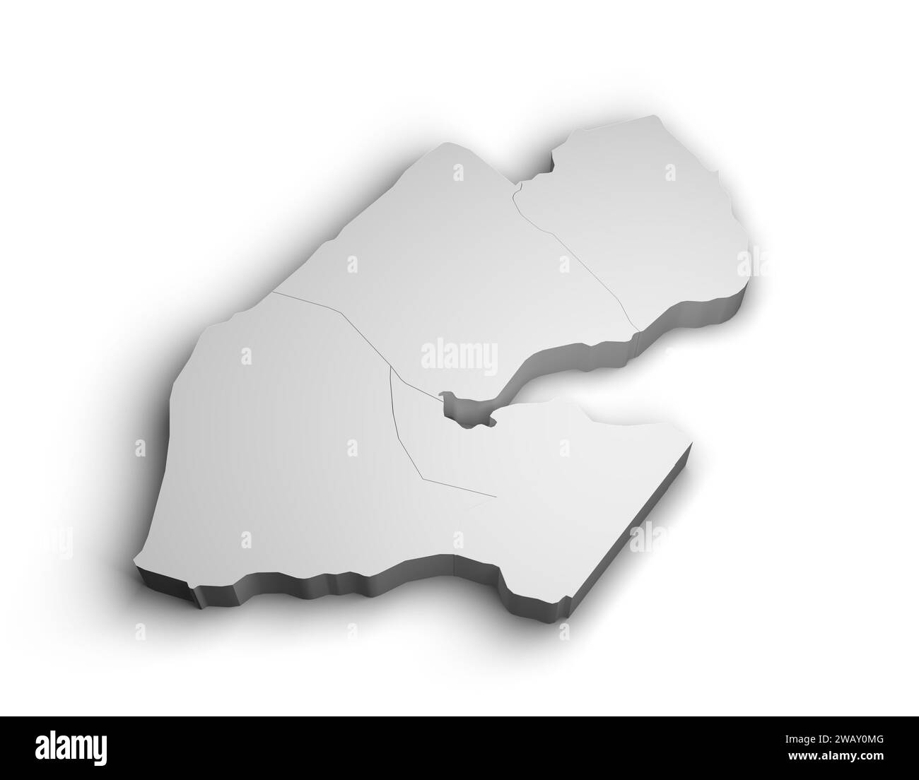 Immagine mappa 3d Gibuti isolata sfondo bianco Foto Stock