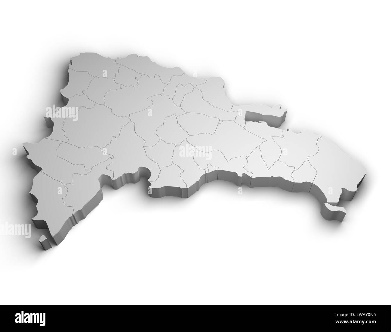 Illustrazione mappa 3d Repubblica Dominicana sfondo bianco isolato Foto Stock