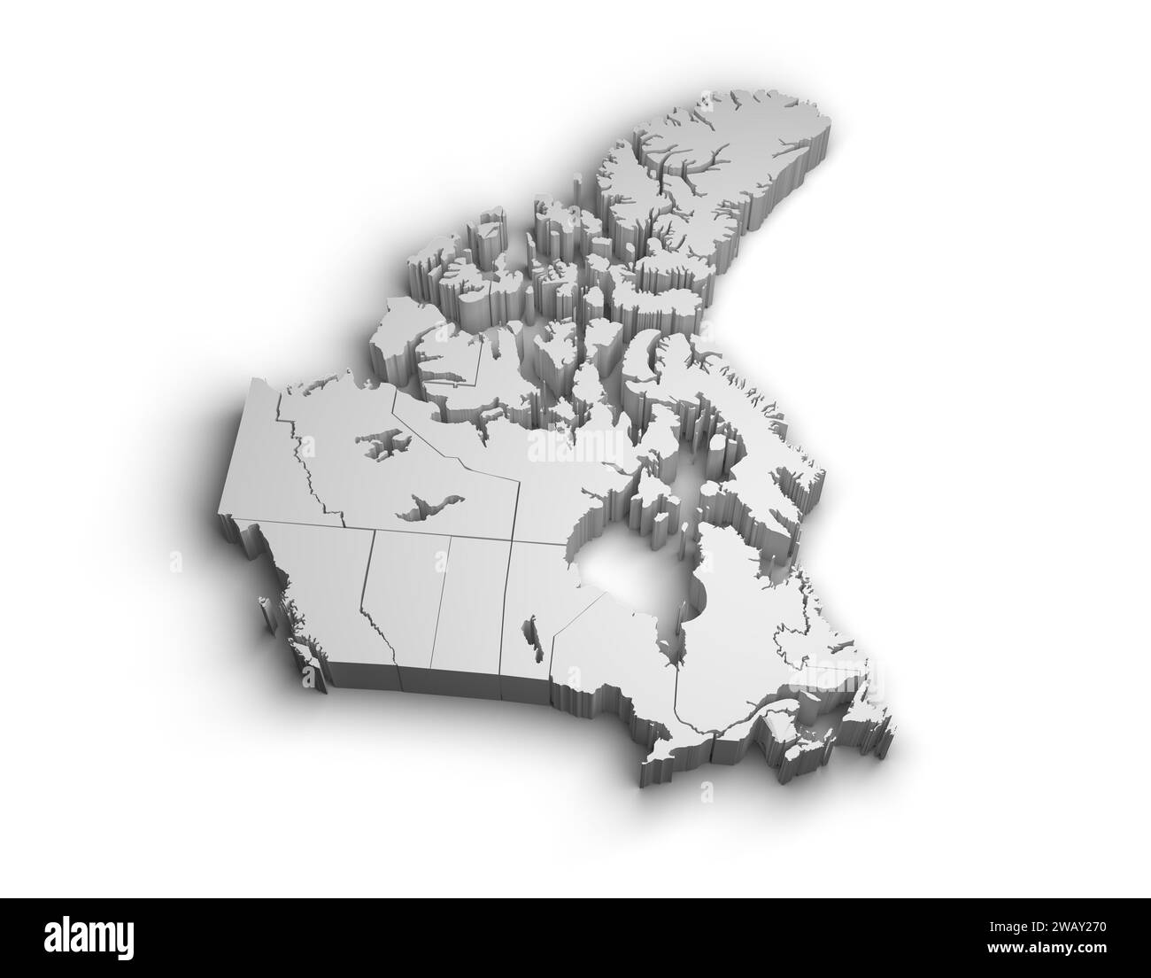 Illustrazione mappa 3d Canada sfondo bianco isolato Foto Stock